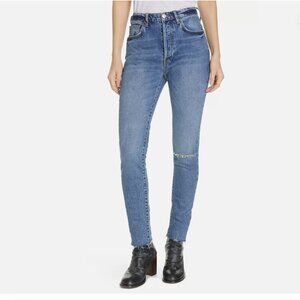 We The Free Free People Stella Rip Repair Button Fly Skinny Jeans Denim Size 27